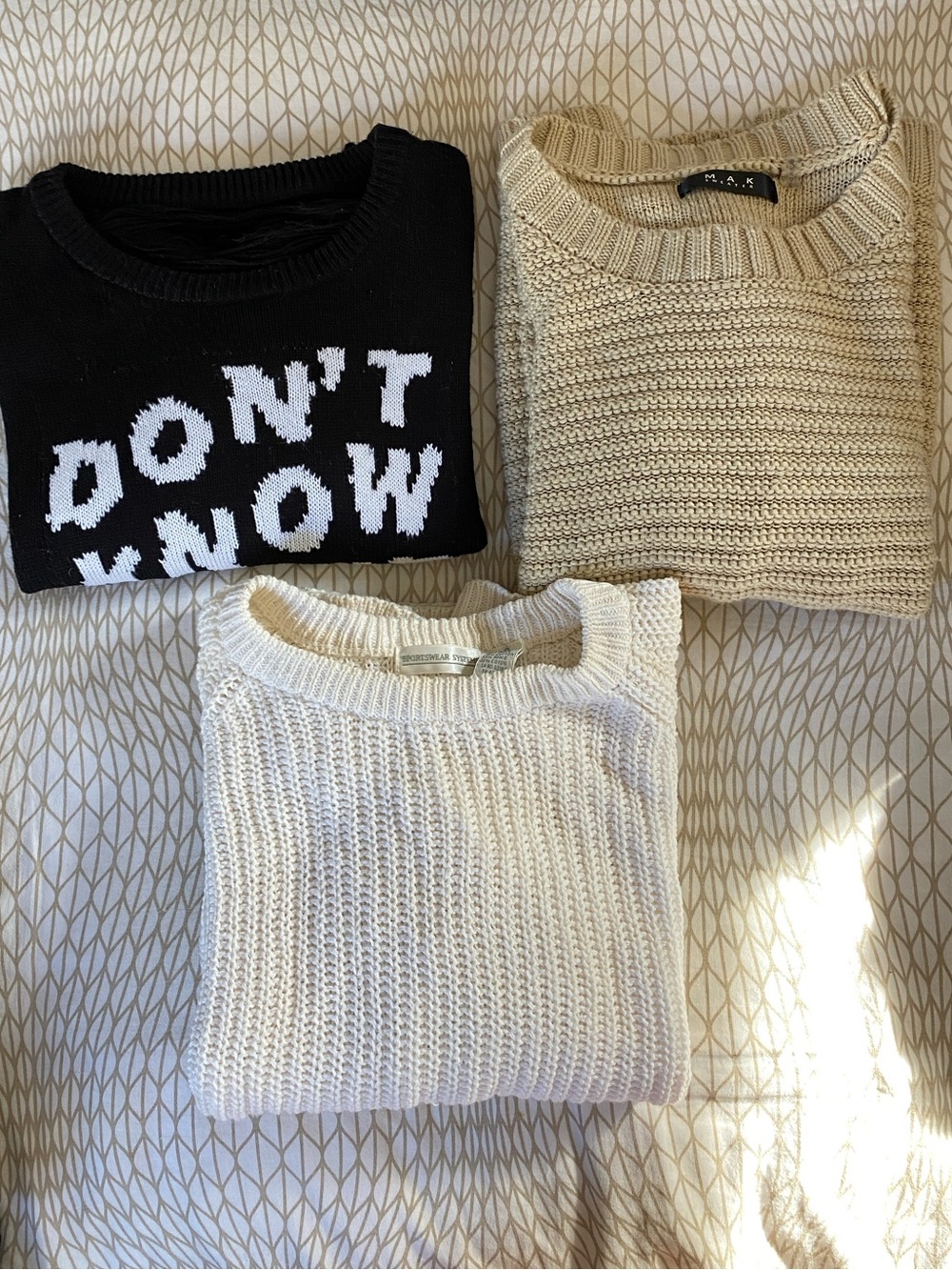 Womens Crewneck Sweater bundle- Black, Cream, Beige